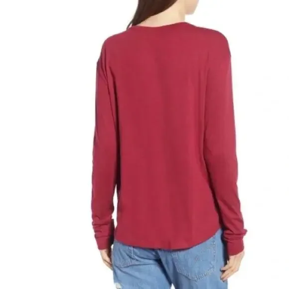 Nordstrom's bp Red Rumba Slouch Pocket Long Sleeve Tee Size Medium - Picture 2 of 8